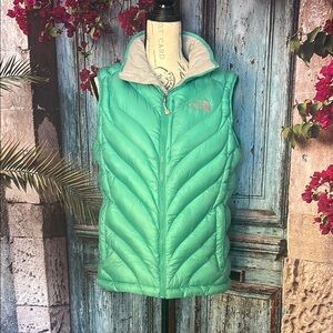 The North Face Goose Down Pastel Green Vest , size medium, excellent‎ condition